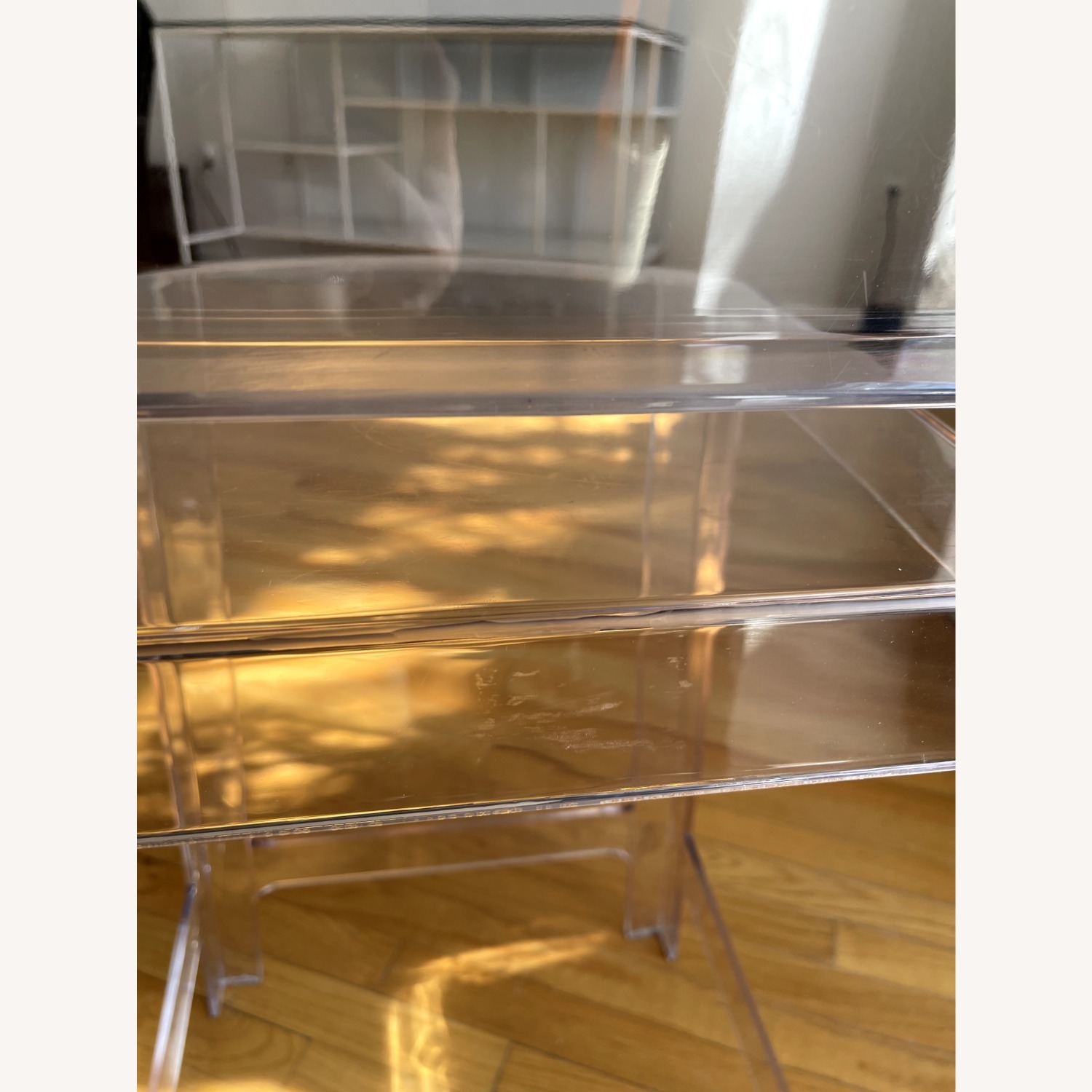 Set of 2 Clear Square Back Counter Height Chairs - image-4