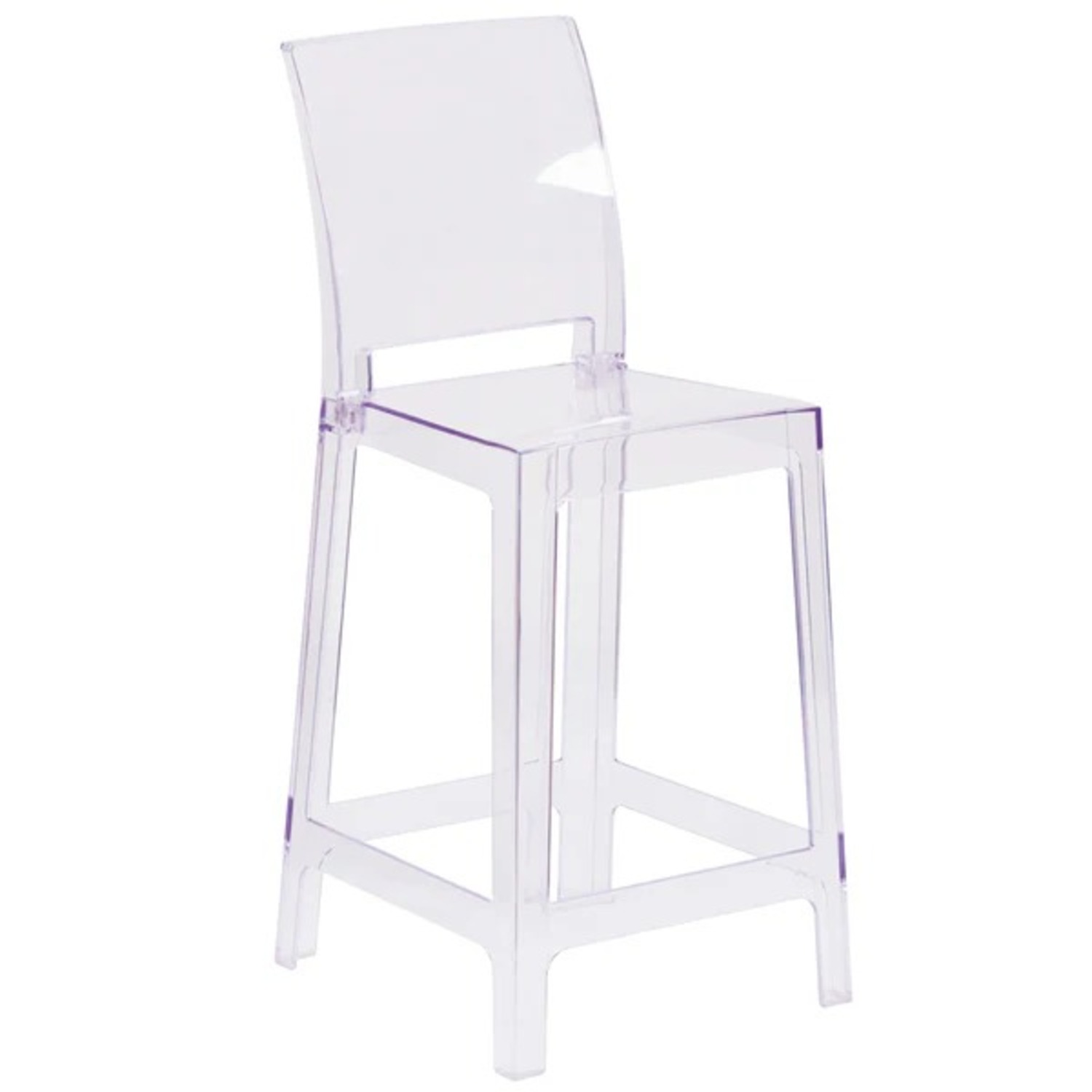 Set of 2 Clear Square Back Counter Height Chairs - image-14
