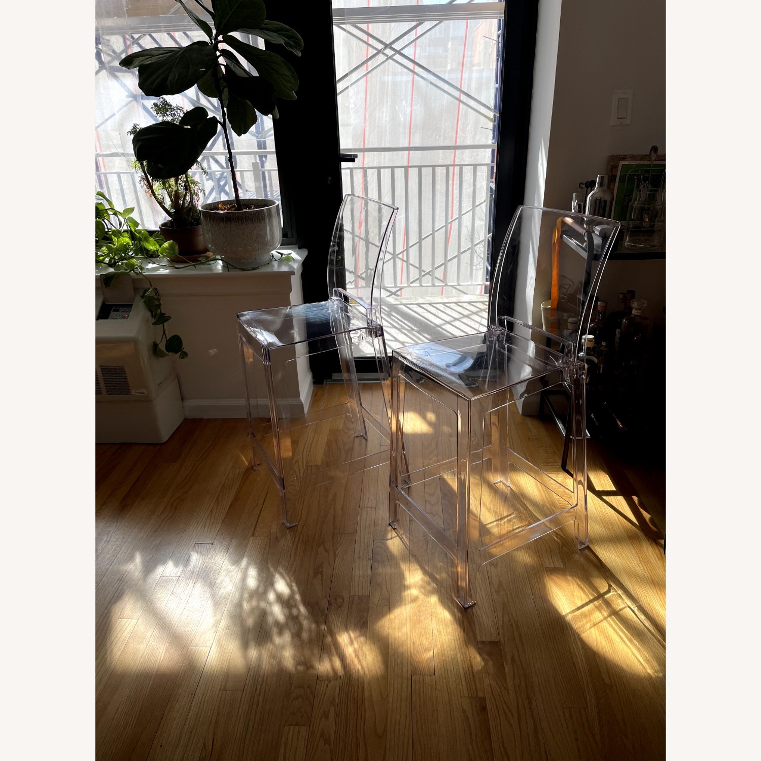 Set of 2 Clear Square Back Counter Height Chairs - image-7