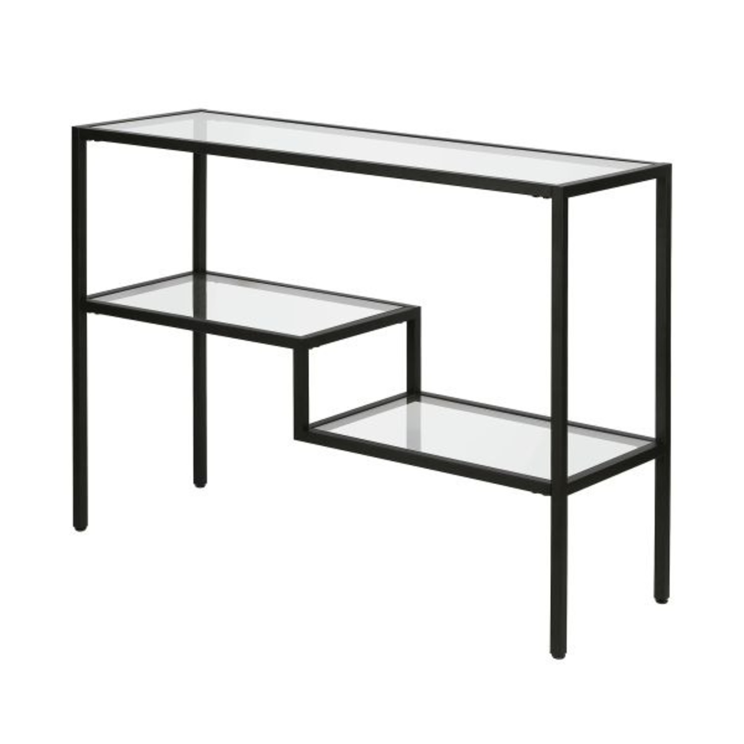 Black Metal and Glass 42" Console Table - image-1