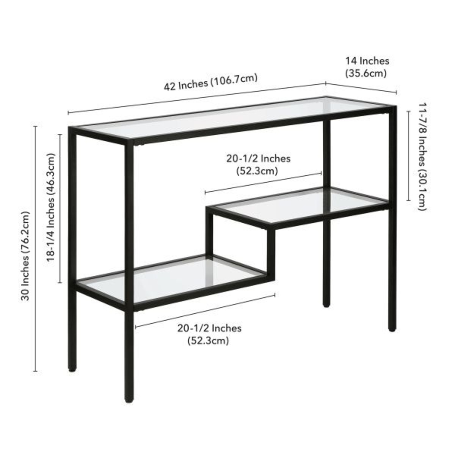 Black Metal and Glass 42" Console Table - image-3