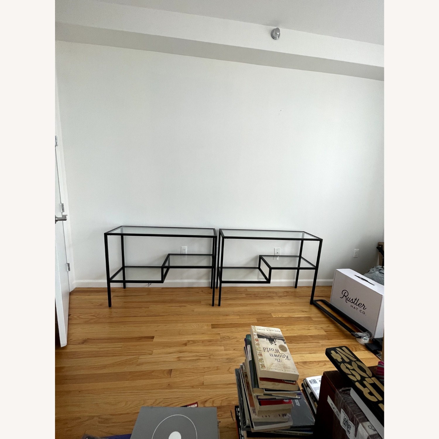 Black Metal and Glass 42" Console Table - image-9