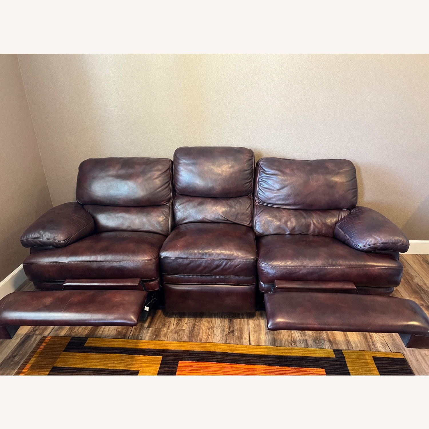 Natuzzi Leather Reclining Couch - image-2