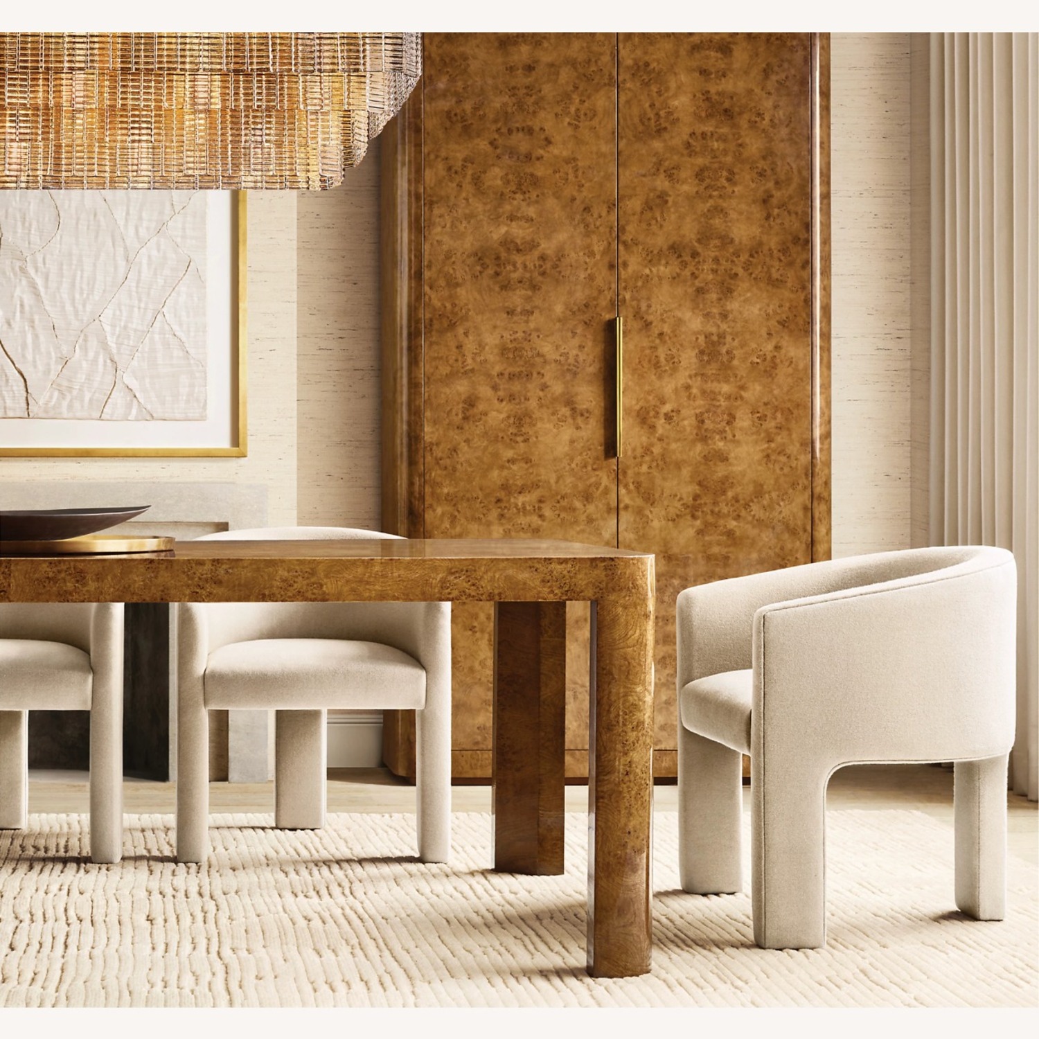 RH Bardot Burl Wood Dining Table in Caramel Oak - image-4