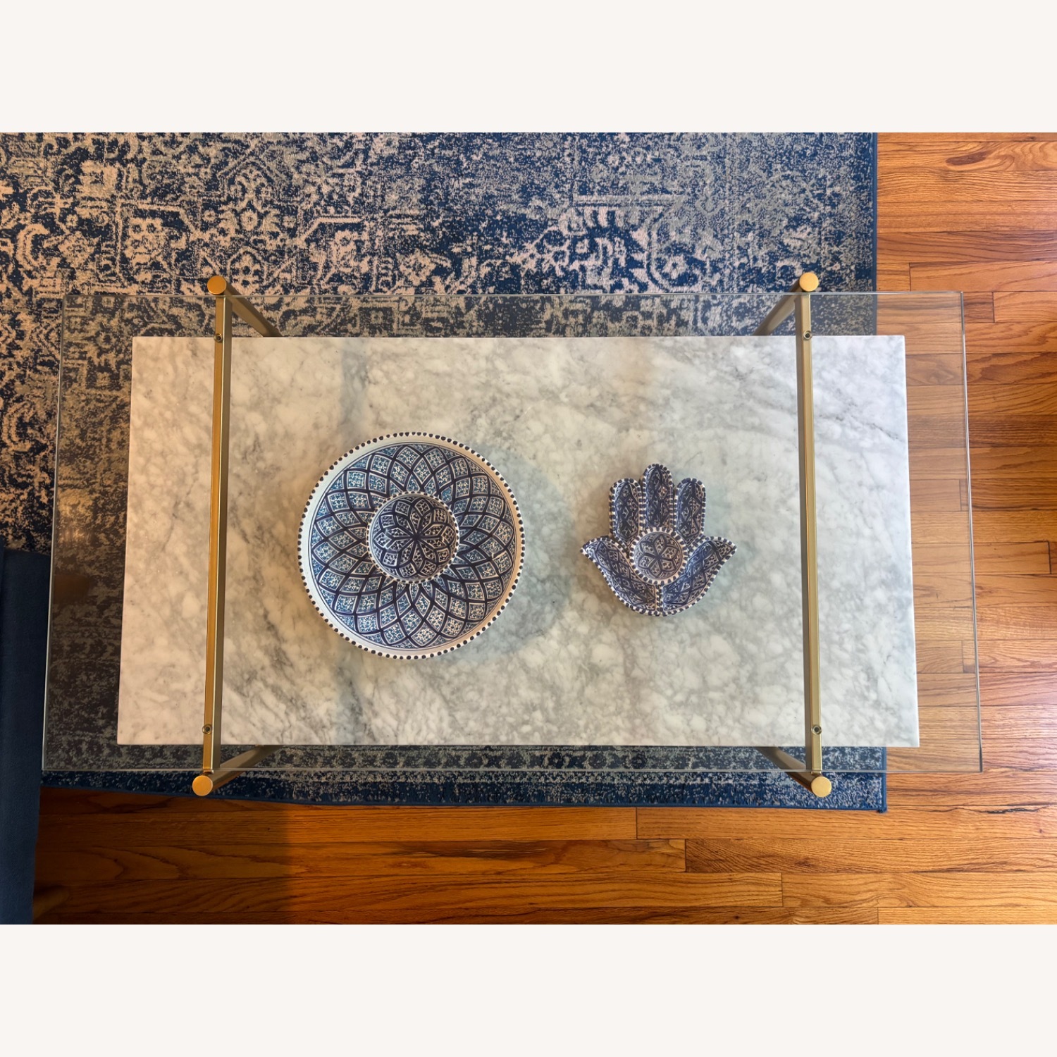 Mid-Century Art Display Marble Coffee Table (46") - image-1