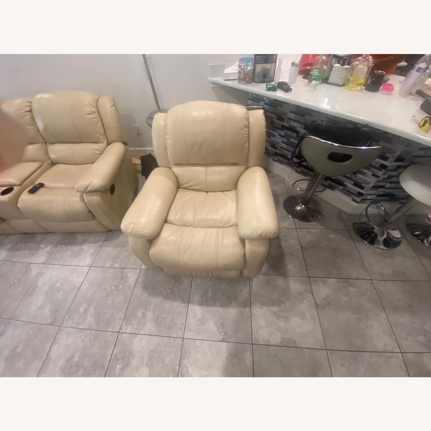 Light Brown Leather Chair - image-1