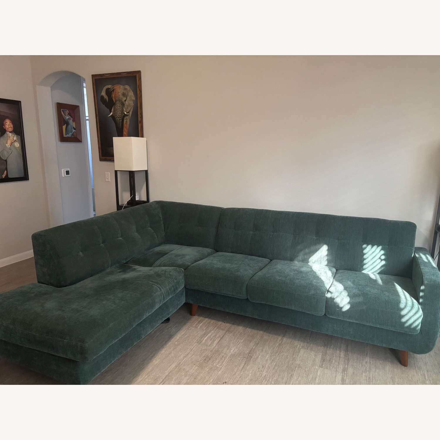 Allie Midnight Green Sectional - image-2