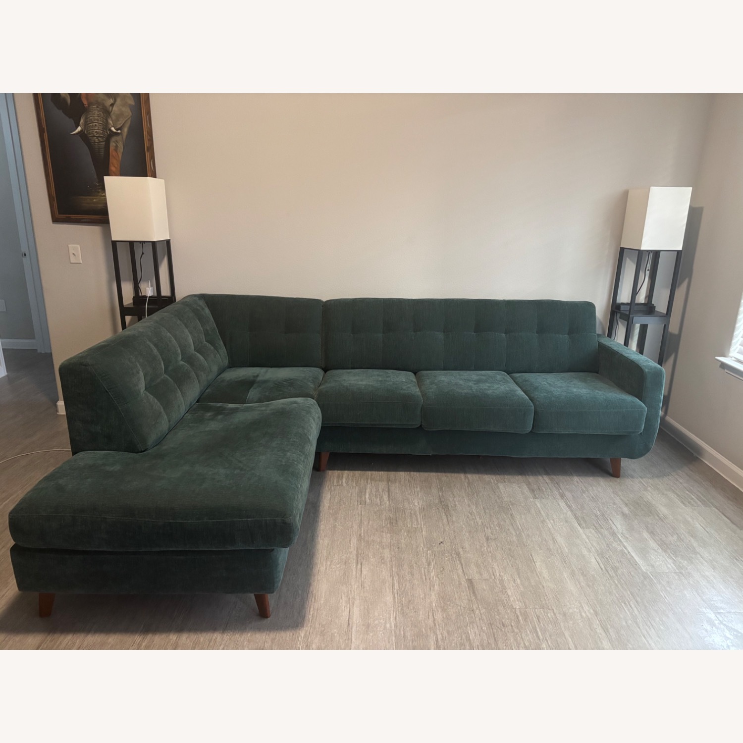 Allie Midnight Green Sectional - image-1