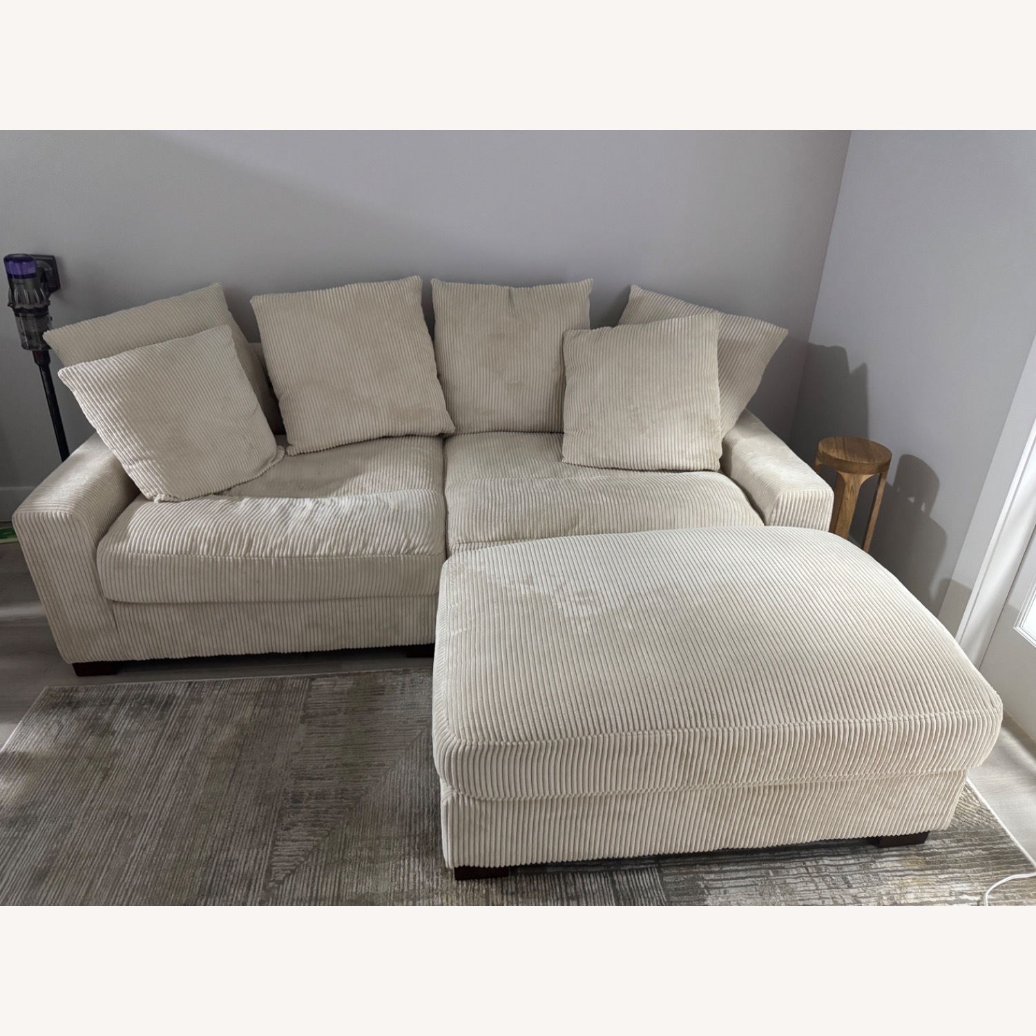 Xander cream corduroy two seater chaise   - image-1