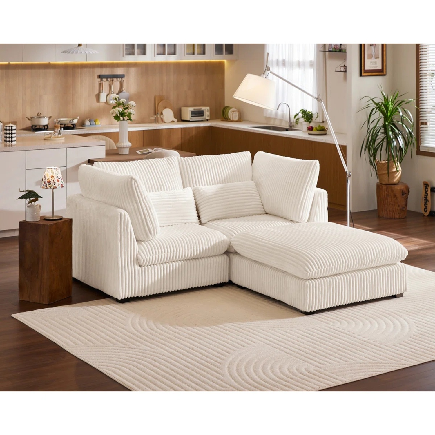 Xander cream corduroy two seater chaise   - image-5