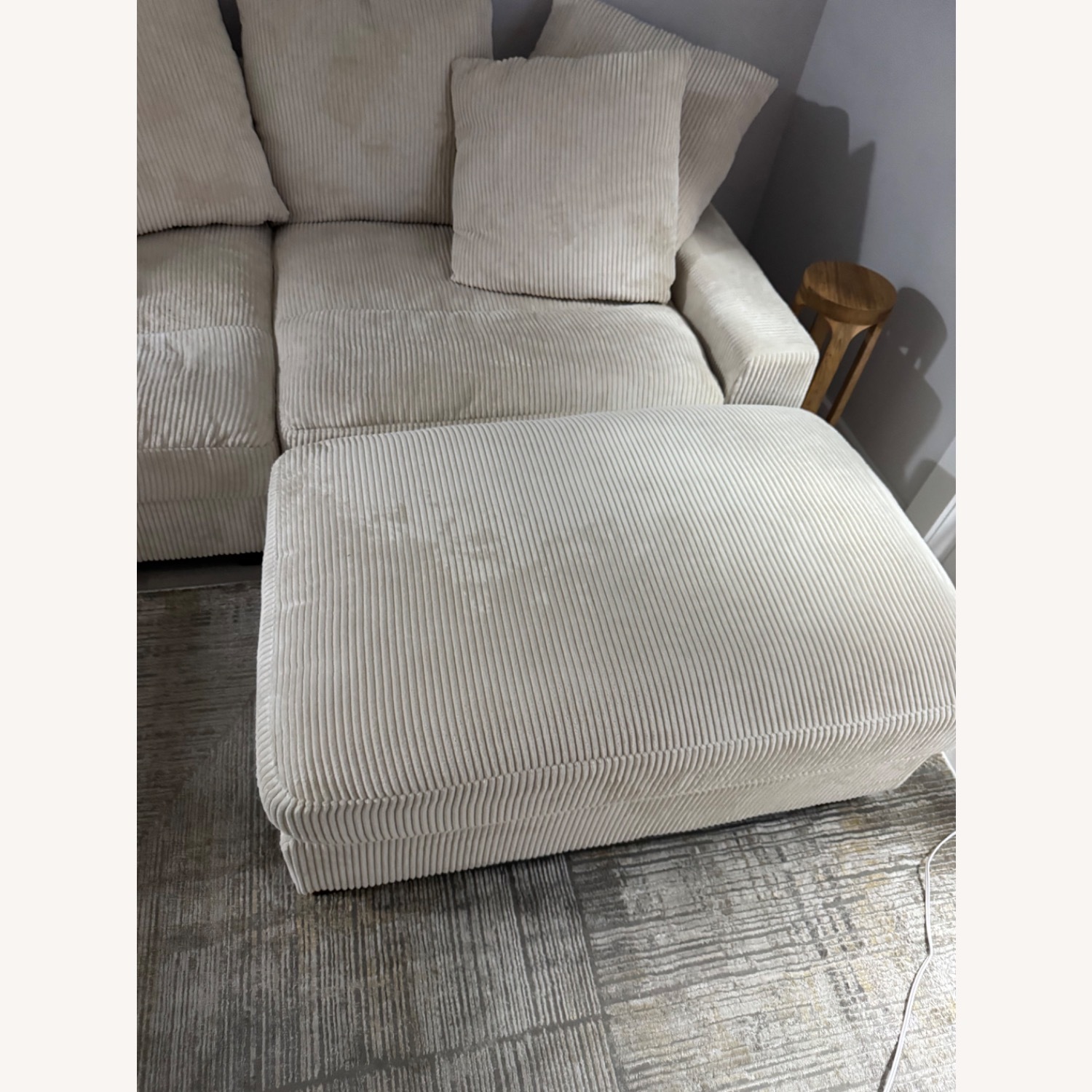 Xander cream corduroy two seater chaise   - image-2