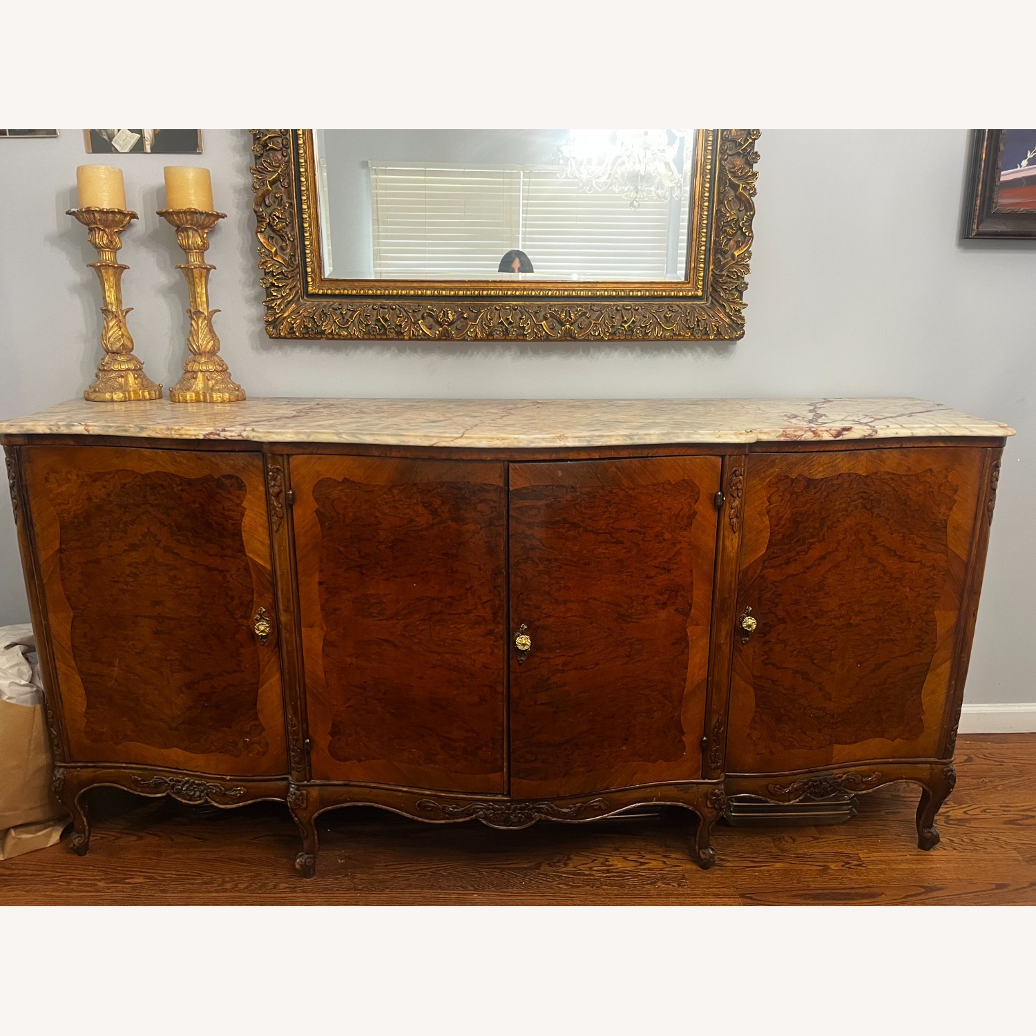 Antique Buffet/Server With Marble Top - image-9