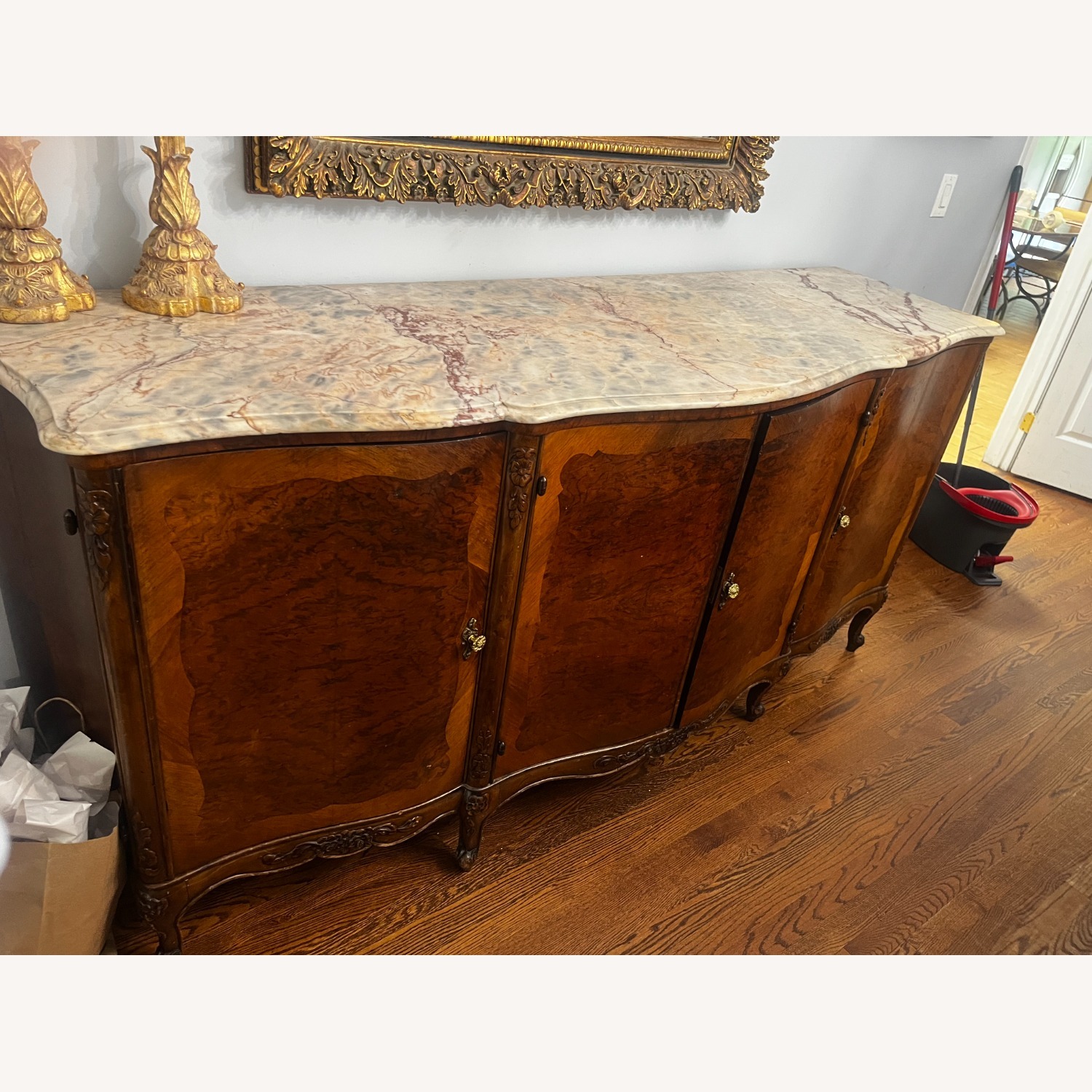 Antique Buffet/Server With Marble Top - image-2