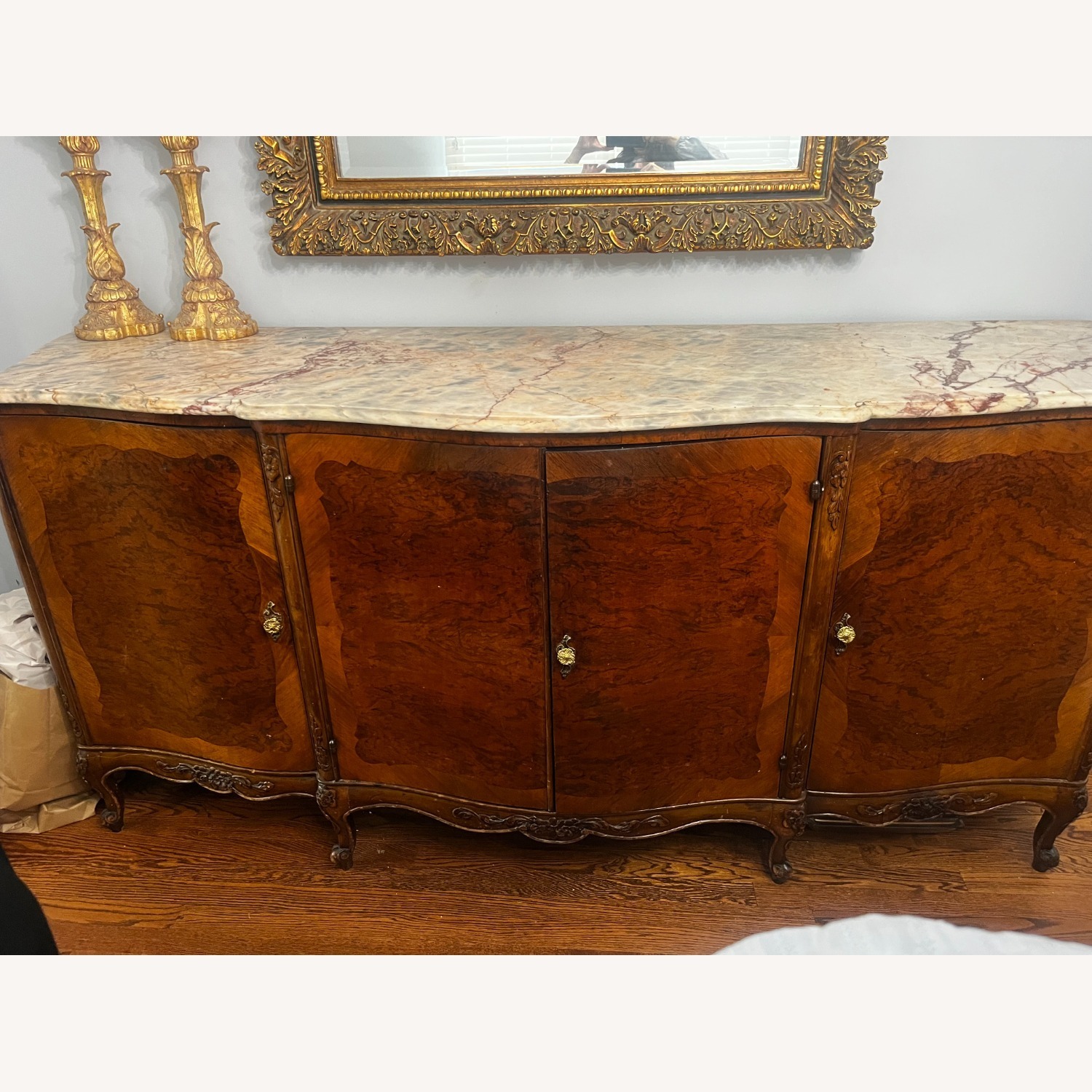 Antique Buffet/Server With Marble Top - image-1