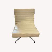Vintage Leather On Metal Base Lounge Chair
