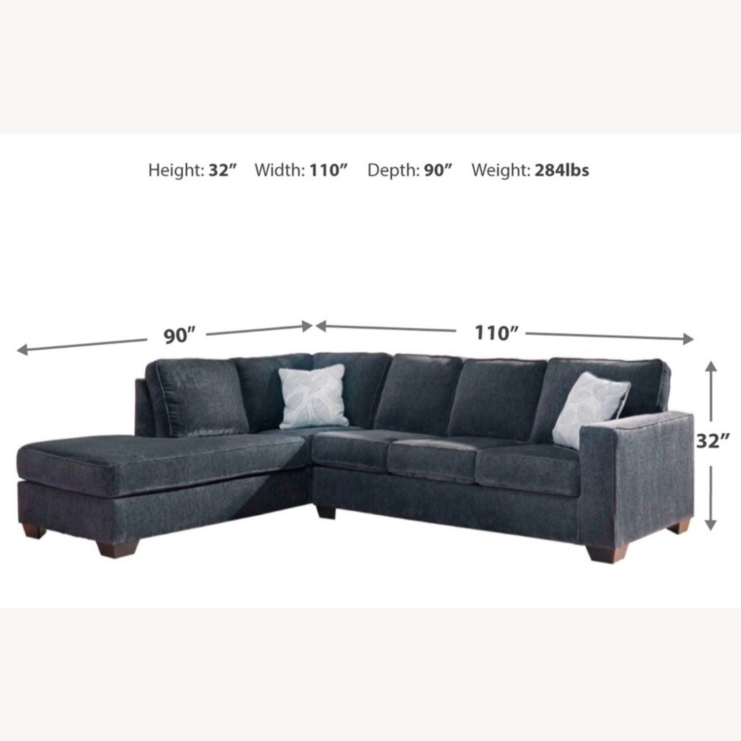 Sectional Sleeper Sofa with Chaise – Slate Gray - image-2