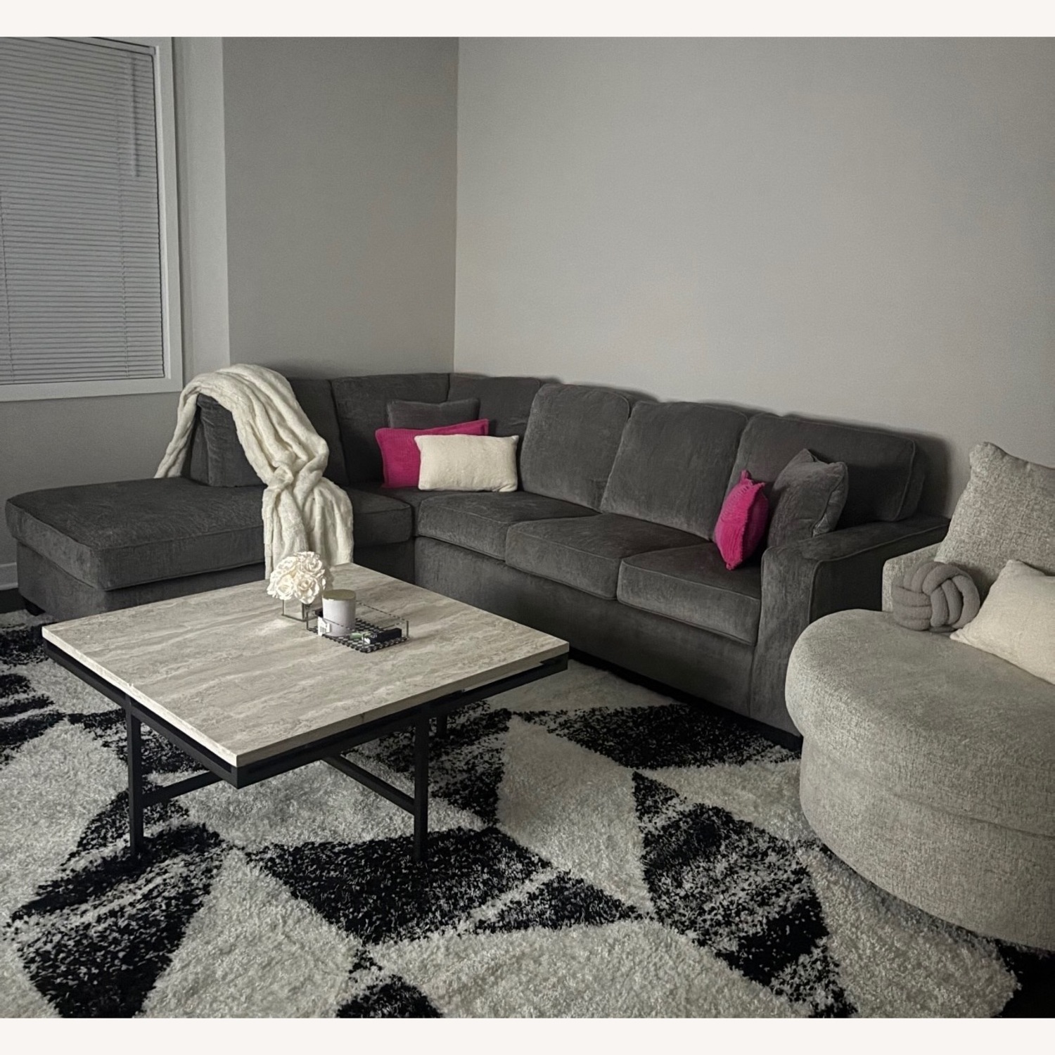 Sectional Sleeper Sofa with Chaise – Slate Gray - image-1