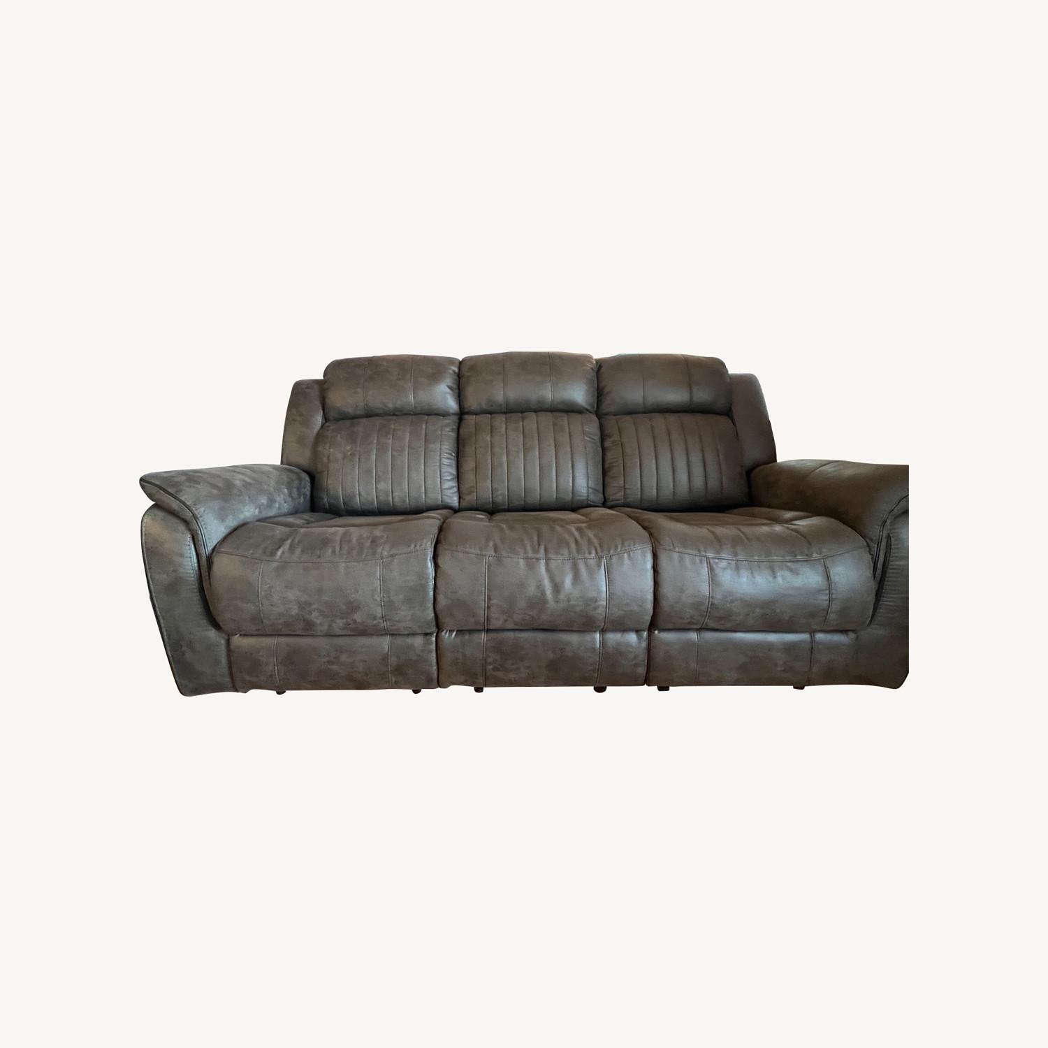Spivey Collection Dark Gray Double Reclining Sofa - image-0