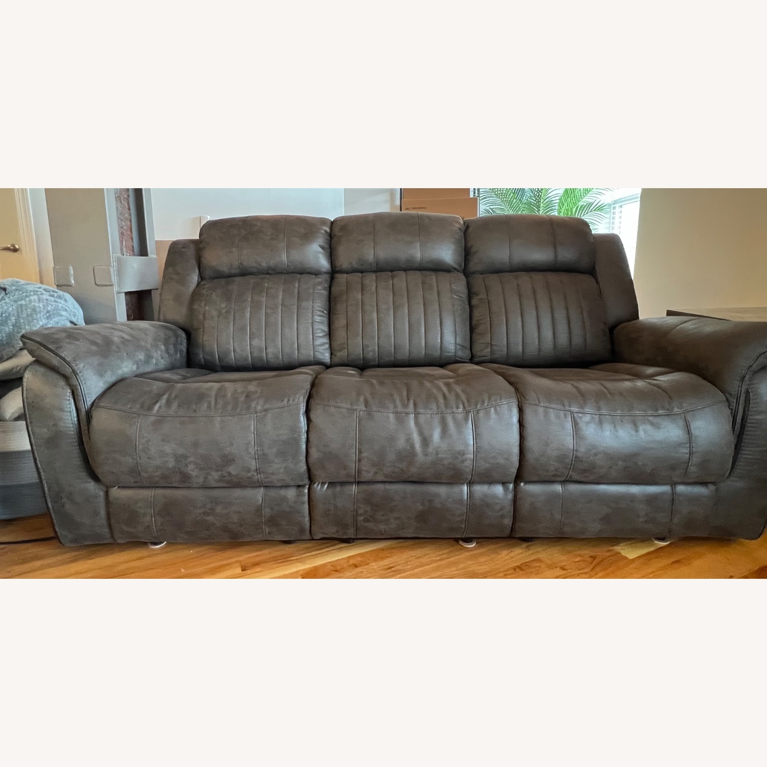 Spivey Collection Dark Gray Double Reclining Sofa - image-1