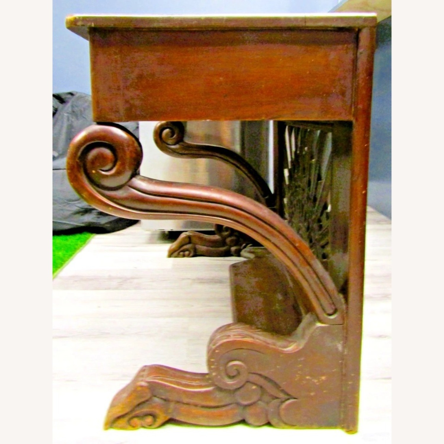 Antique French Style Hardwood Console Table - image-5