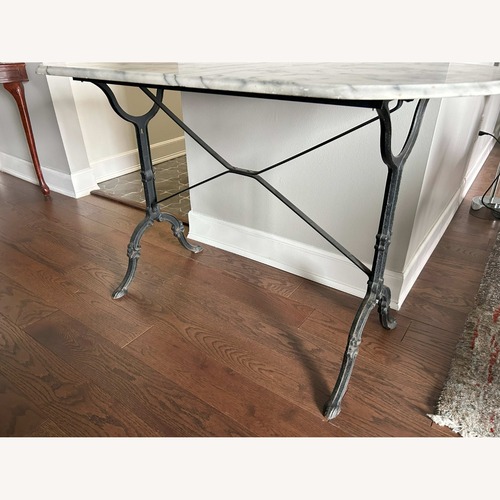 Used Marble Top Console Table With Cast Iron Base for sale on AptDeco