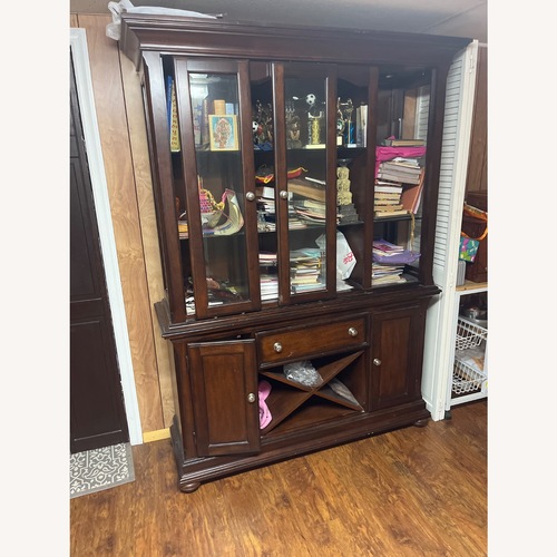 Used Dark Brown Armoire With Built-in Lights for sale on AptDeco
