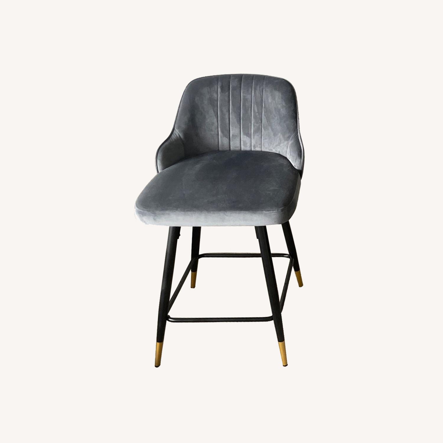 Swivel Bar Stool Solid Metal Frame and Velvet Back - image-0