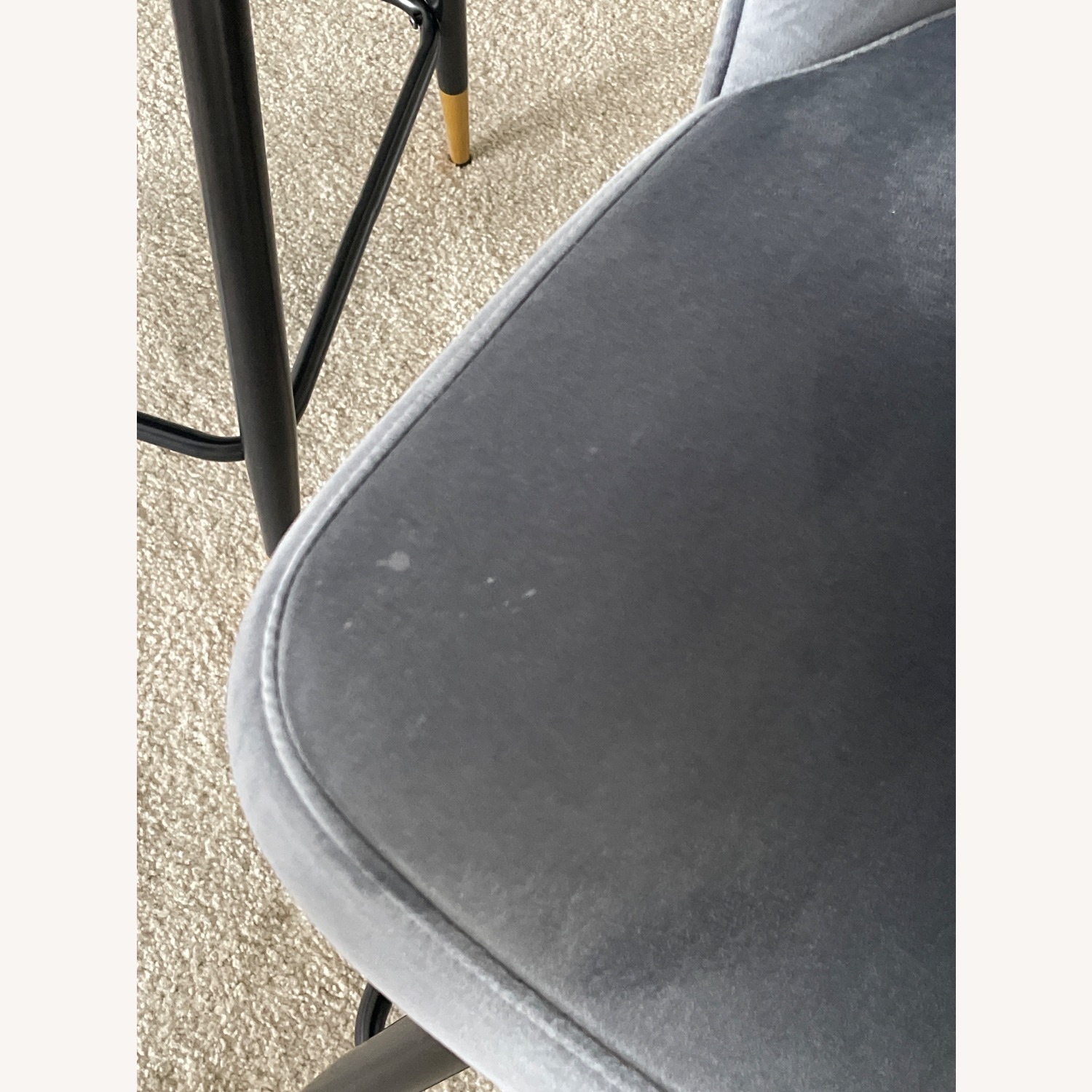 Swivel Bar Stool Solid Metal Frame and Velvet Back - image-4