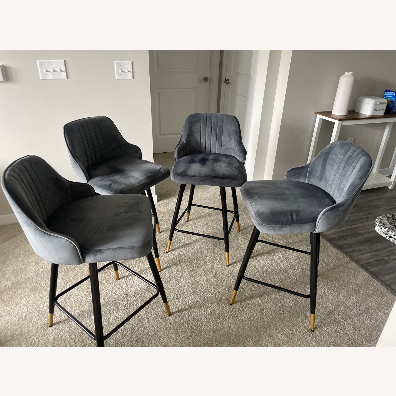 Swivel Bar Stool Solid Metal Frame and Velvet Back - image-3