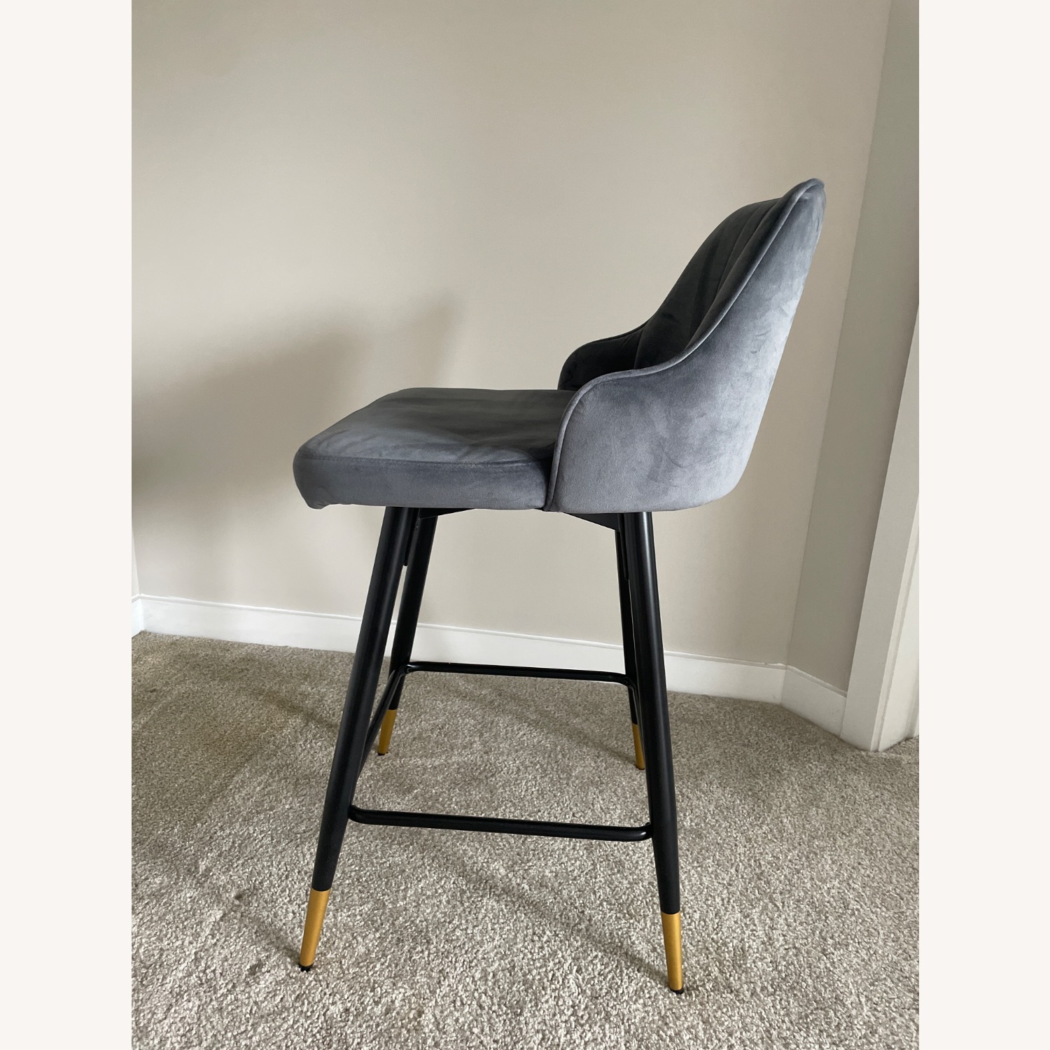 Swivel Bar Stool Solid Metal Frame and Velvet Back - image-2