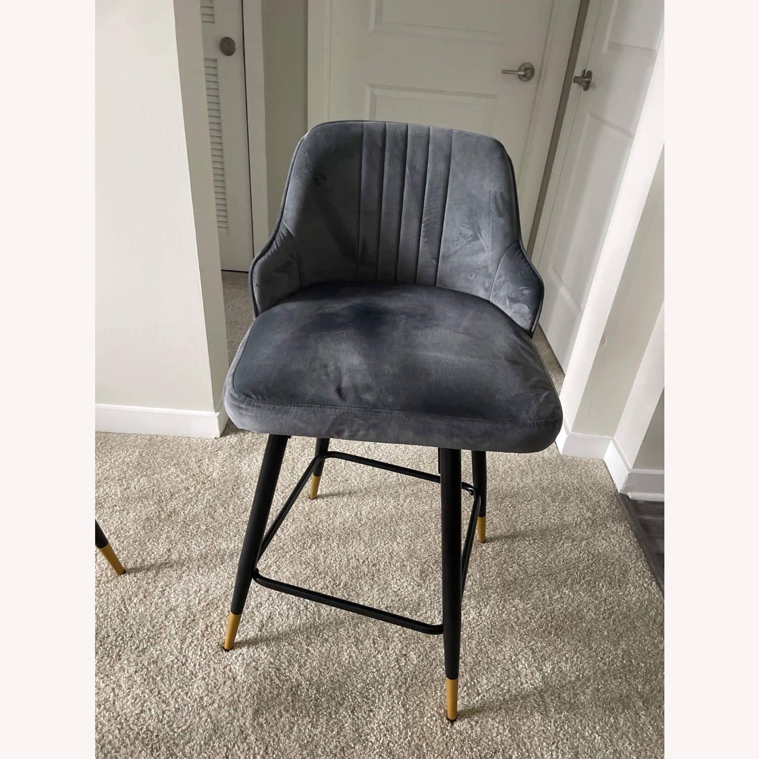 Swivel Bar Stool Solid Metal Frame and Velvet Back - image-6