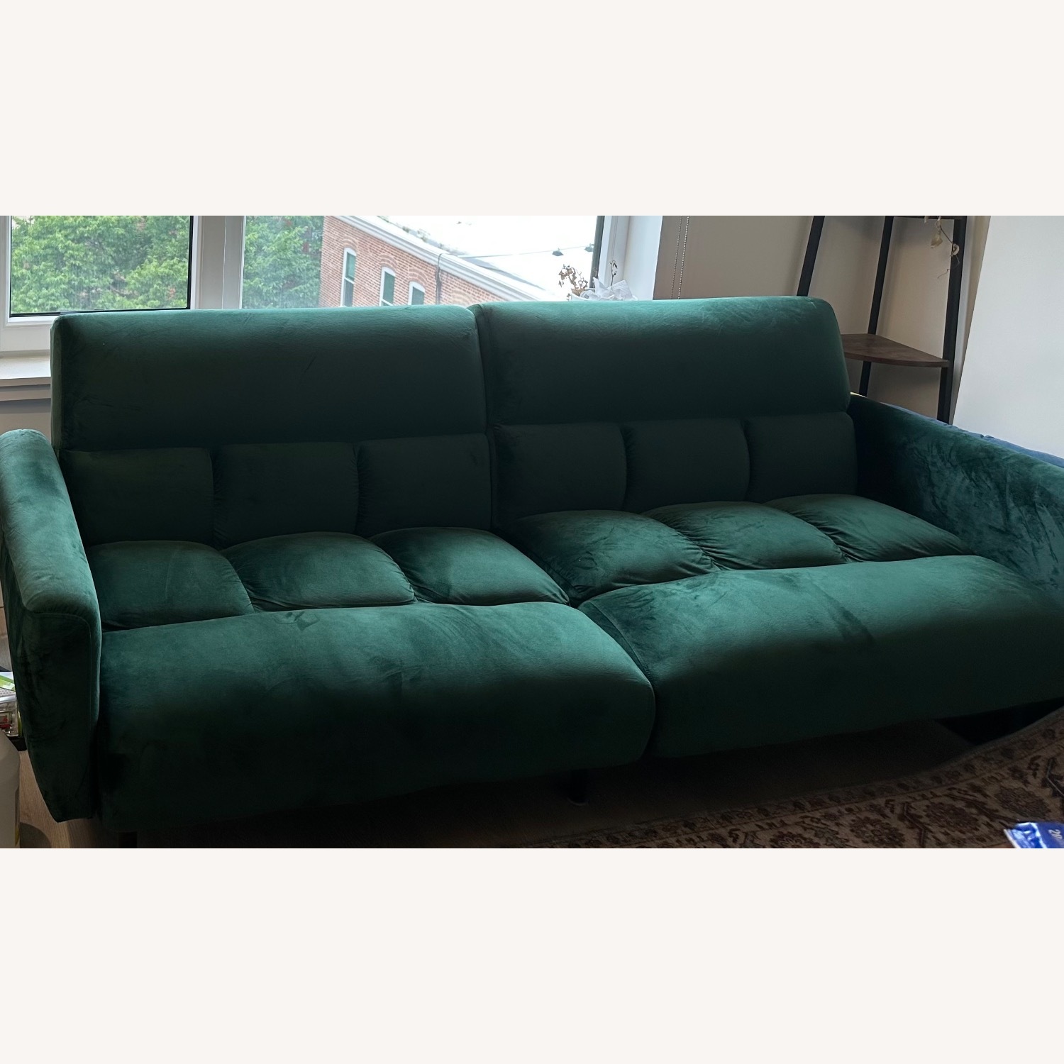 Wayfair Ollie Futon Sofa Bed Green Velvet - image-2