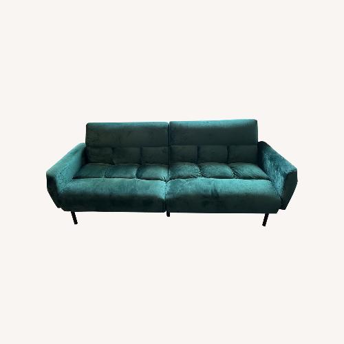 Used Wayfair Ollie Futon Sofa Bed Green Velvet for sale on AptDeco