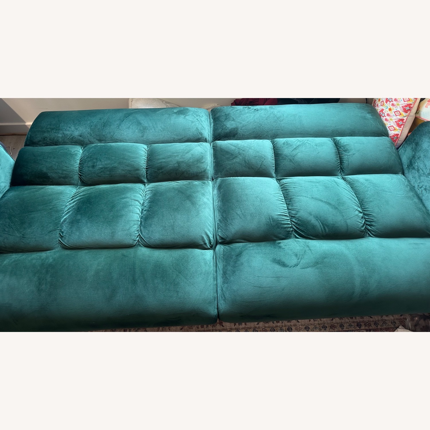 Wayfair Ollie Futon Sofa Bed Green Velvet - image-3