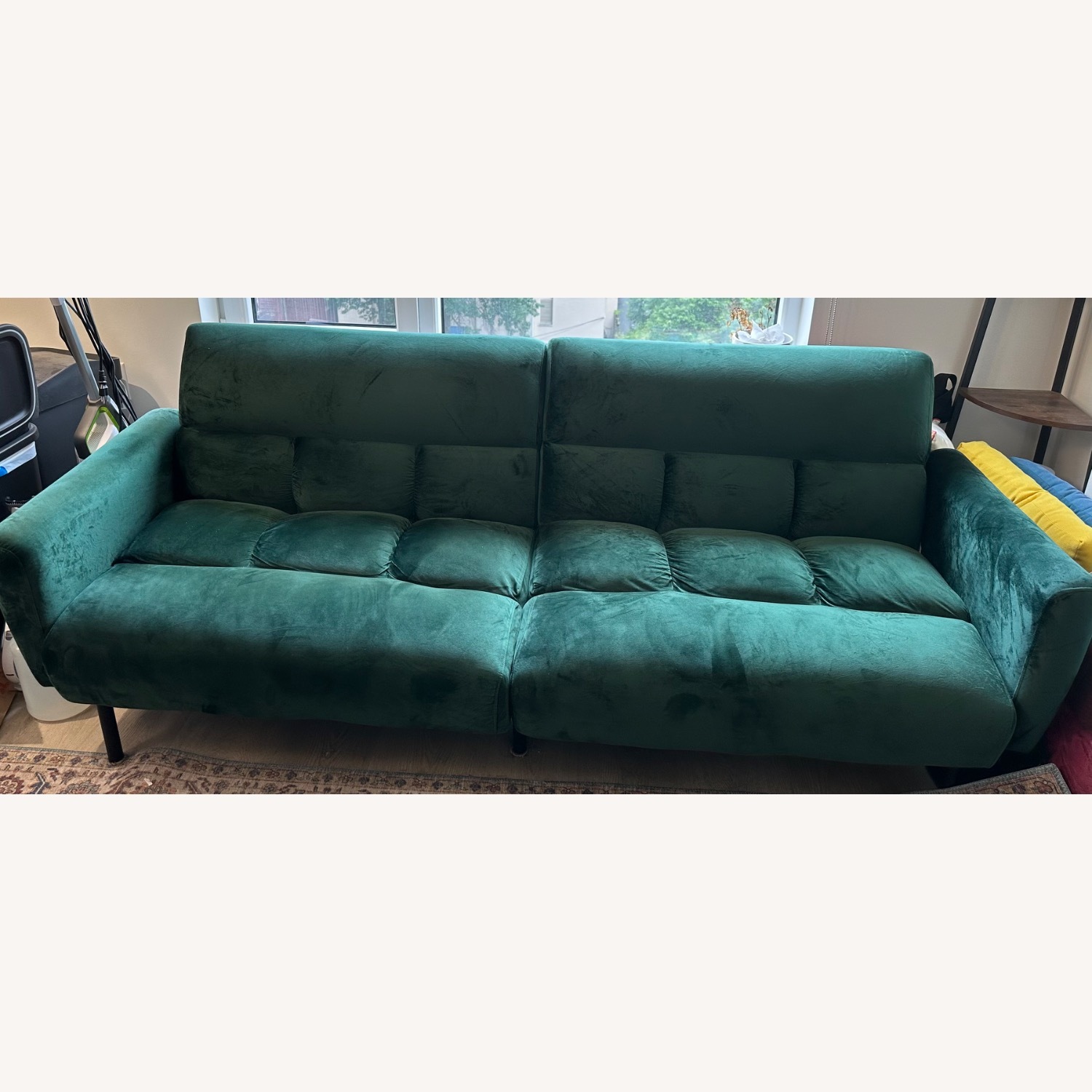 Wayfair Ollie Futon Sofa Bed Green Velvet - image-1