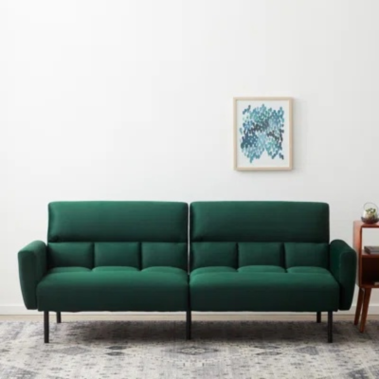 Wayfair Ollie Futon Sofa Bed Green Velvet - image-4