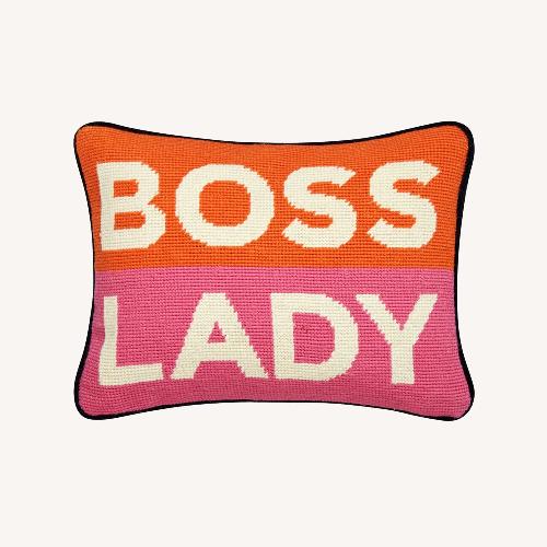 Used Jonathan Adler Boss Lady Needlepoint Cushion for sale on AptDeco