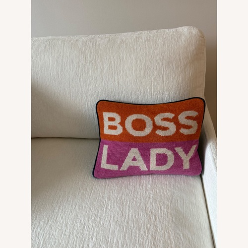 Used Jonathan Adler Boss Lady Needlepoint Cushion for sale on AptDeco
