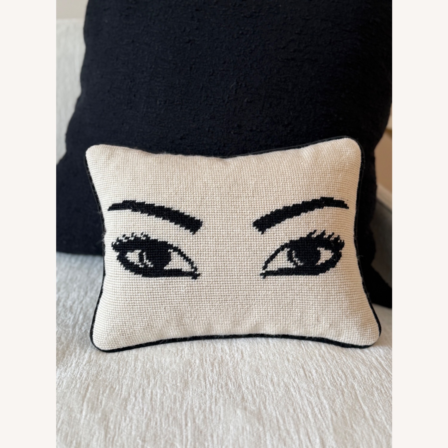 Jonathan Adler Eyes Needlepoint Throw Pillow - image-2