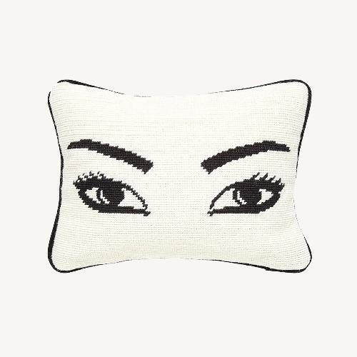 Used Jonathan Adler Eyes Needlepoint Throw Pillow for sale on AptDeco