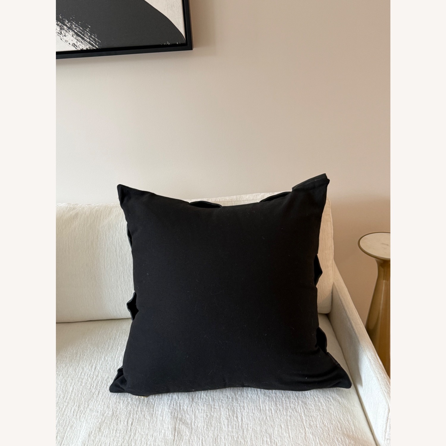 Jabas Black Woven Leather Throw Pillow - image-5