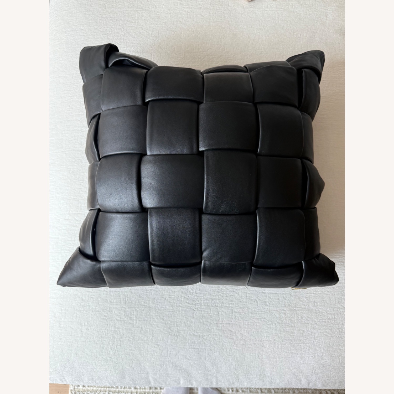 Jabas Black Woven Leather Throw Pillow - image-4