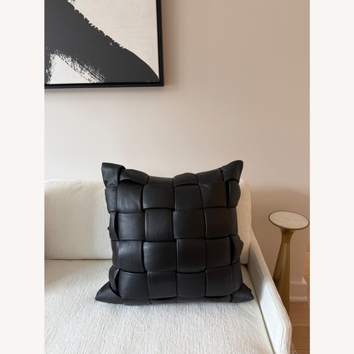 Used Jabas Black Woven Leather Throw Pillow for sale on AptDeco