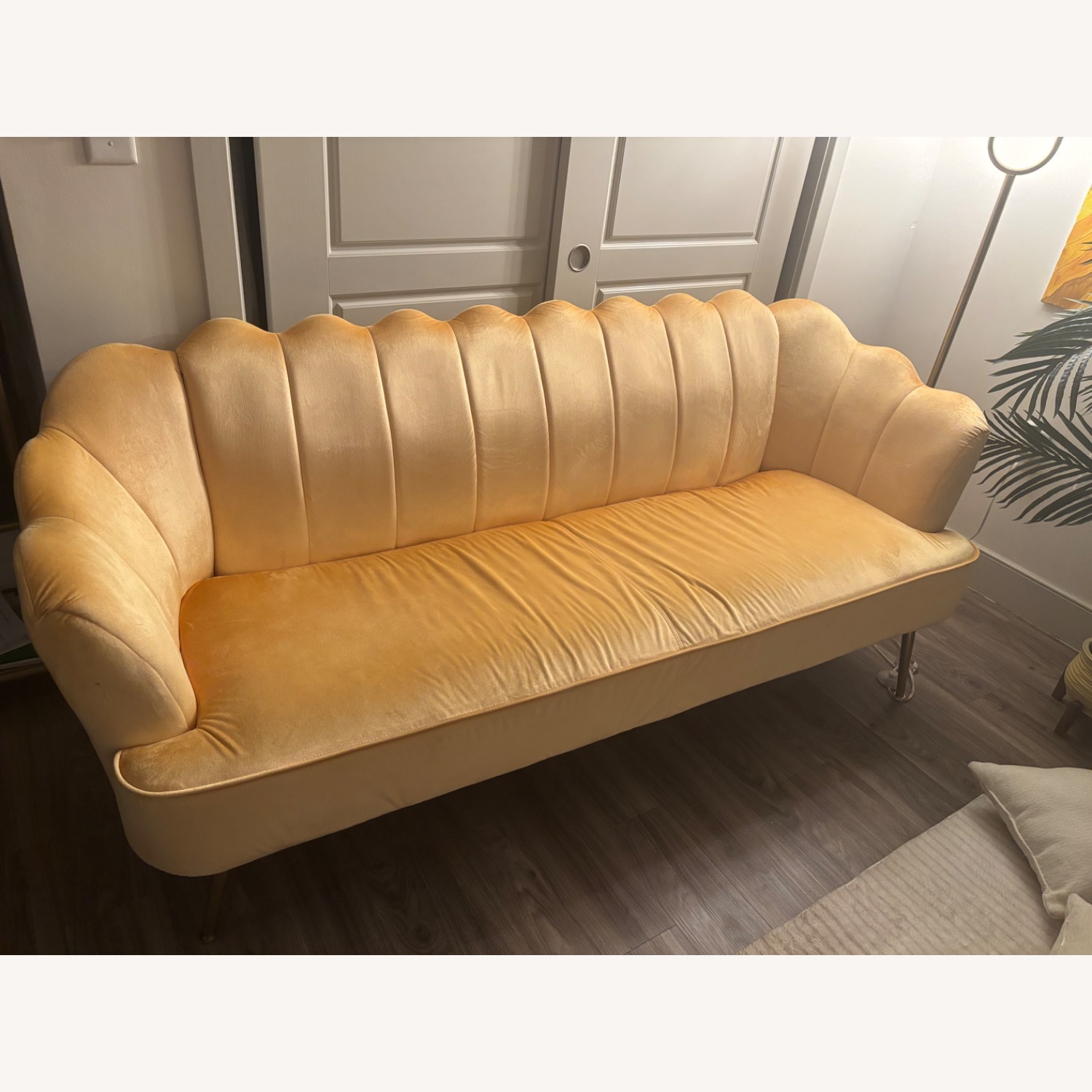 Yellow Velvet Couch  - image-2