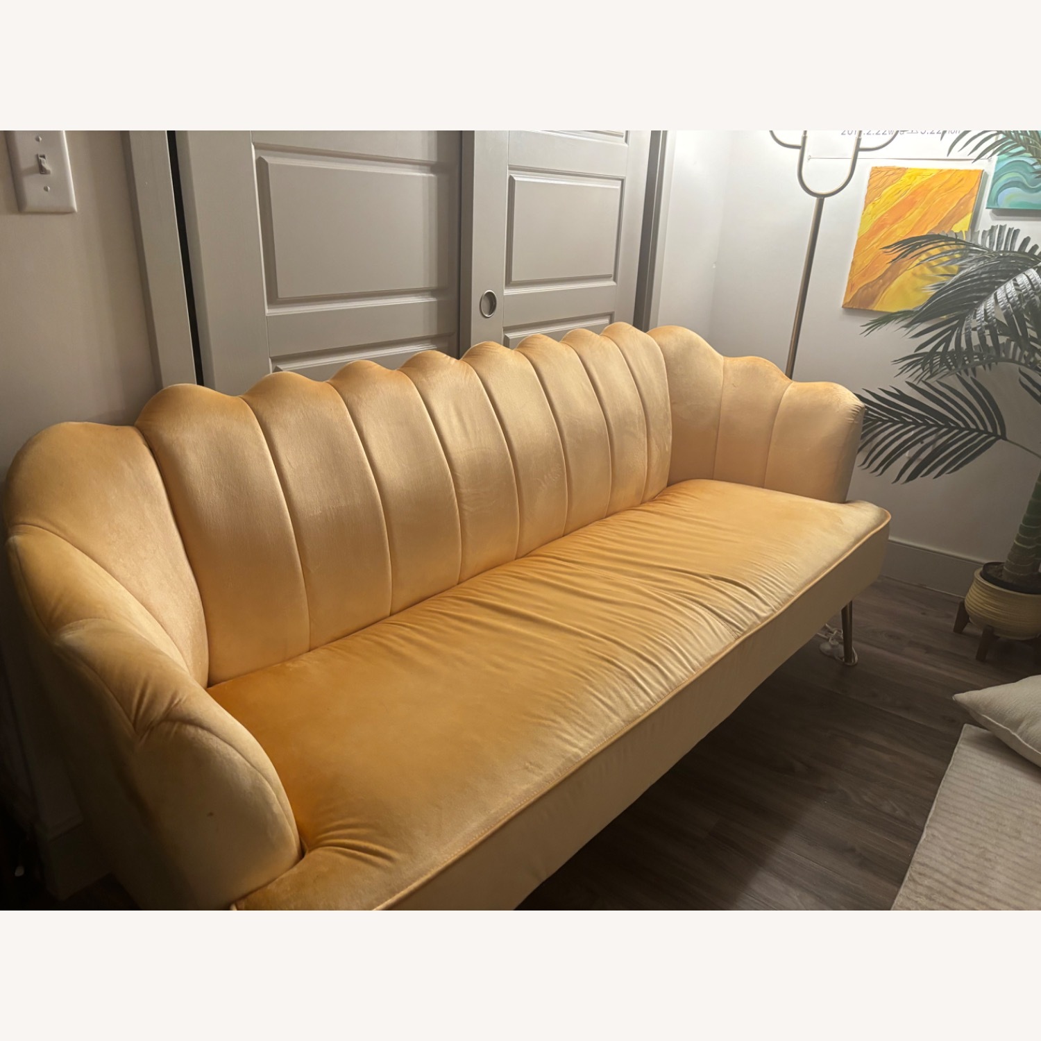 Yellow Velvet Couch  - image-3