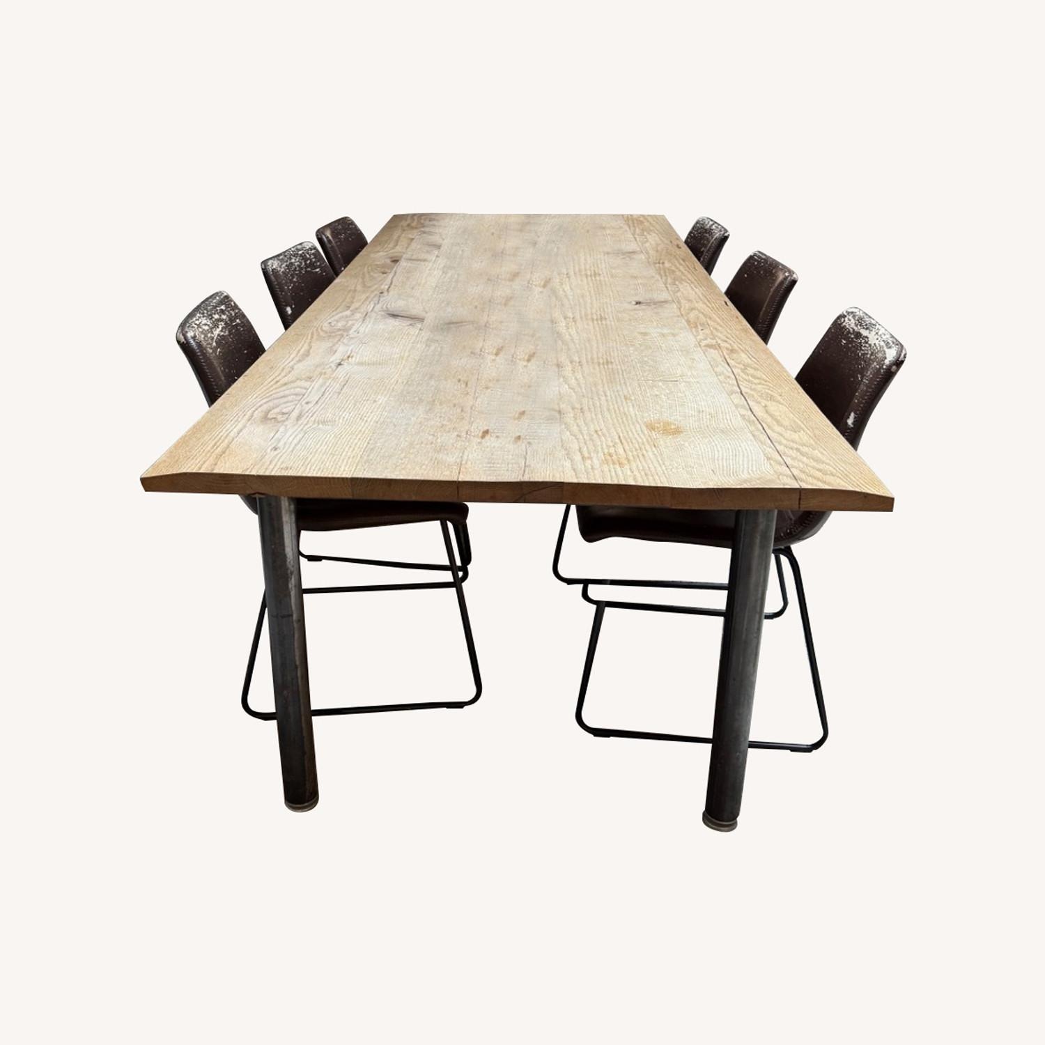 Large Natural Wood Table W Chairs - image-0