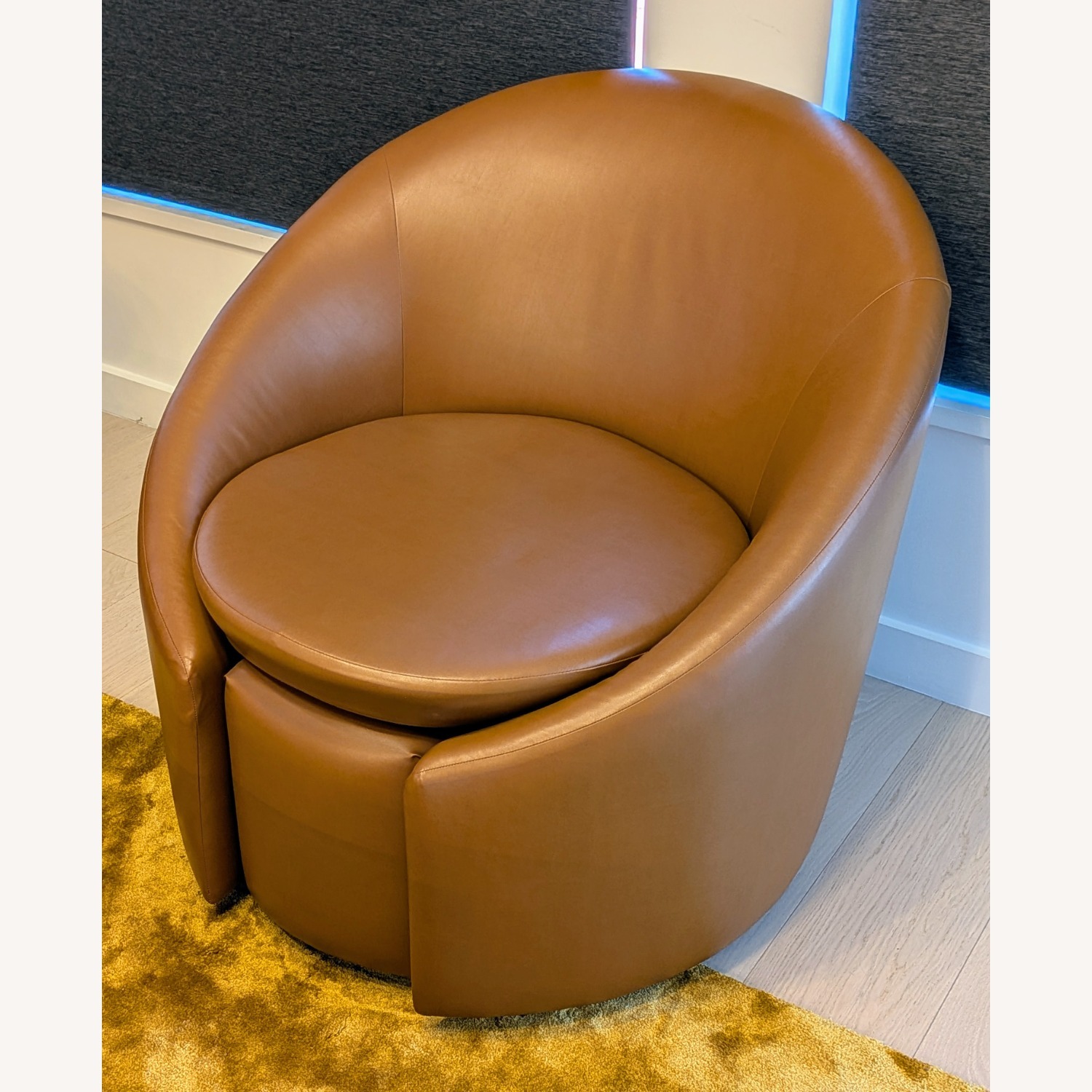 Instyle Custom Light Brown Vegan Leather Swivel Chair - image-3