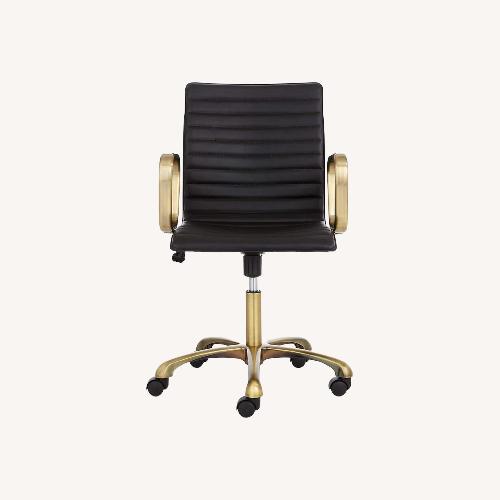 Used CB2 Ripple Black Leather Office Chair Brass Frame for sale on AptDeco