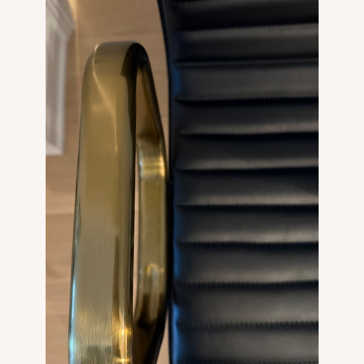 CB2 Ripple Black Leather Office Chair Brass Frame - image-4