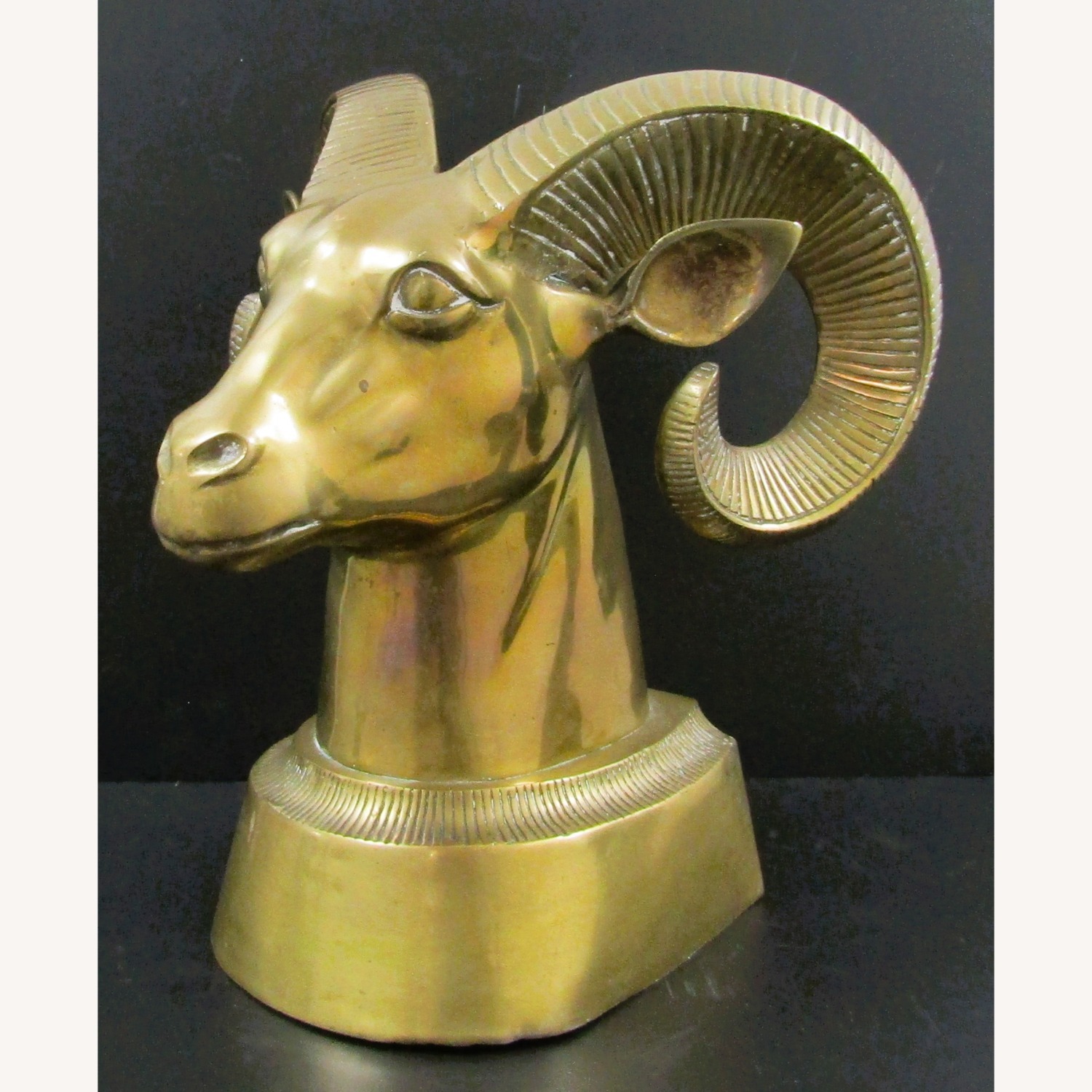 Mid-Century Modern Brass Ram Head / Bust Sculpture - image-8